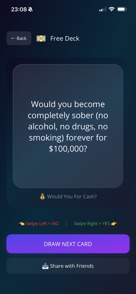 Drawing a cash scenario card